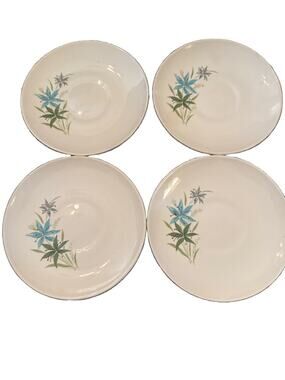 Set Of 4 Vintage MCM Sabin China Tiger Lily 6” Saucers Preowned